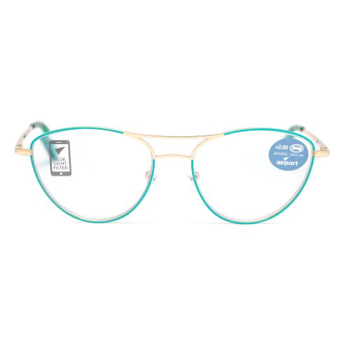 Airport Ready Reader-1865 2273 Bluegreen/Gold with Blue Light Filter