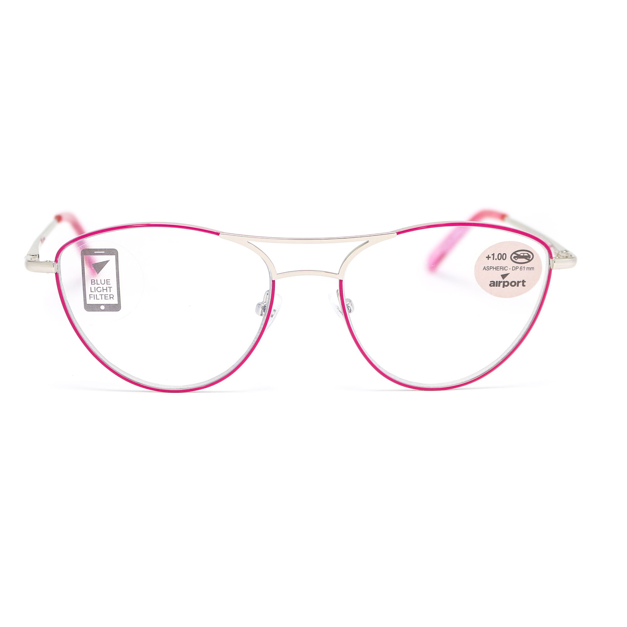 Airport Ready Reader-1865 2122 Fuchsia/Silver with Blue Light Filter