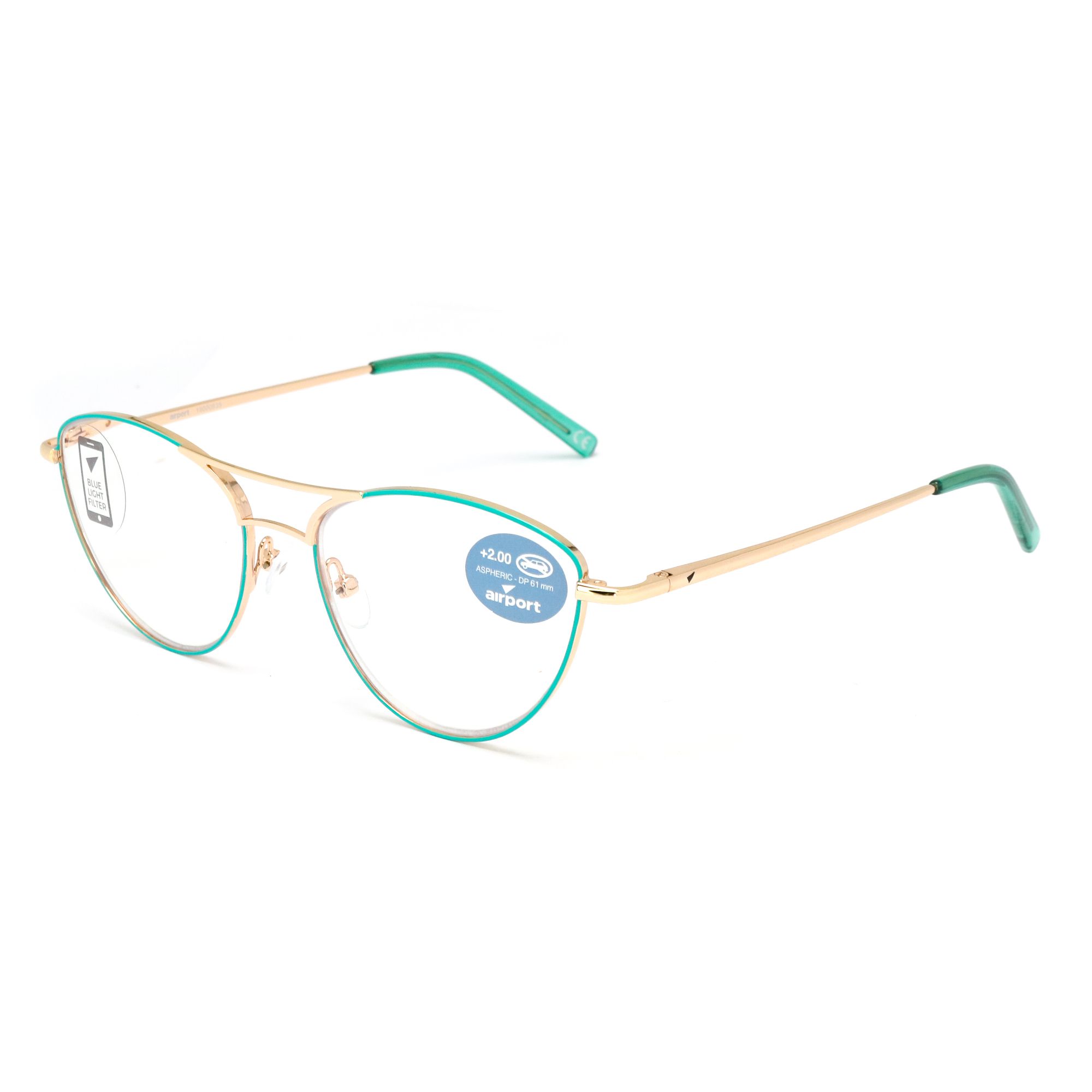 Airport Ready Reader-1865 2273 Bluegreen/Gold with Blue Light Filter